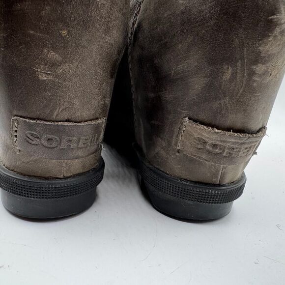 Sorel Gray Lexie Wedge Boots Women's Size 10 NL3046‎ EUC Grey Pink Lace - Picture 7 of 11